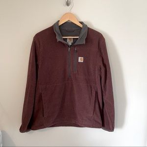 ✨ Carhartt Men's Dalton Half-Zip Maroon Fleece Jacket